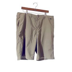 Travis Mathew Men's Beige Khaki Nylon Flat‎ Front Chino Golf Shorts Sz 38